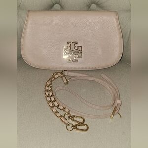 Tory Burch Britten Chain Link Pink Convertible Crossbody Bag Clutch purse